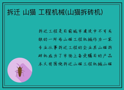 拆迁 山猫 工程机械(山猫拆砖机)